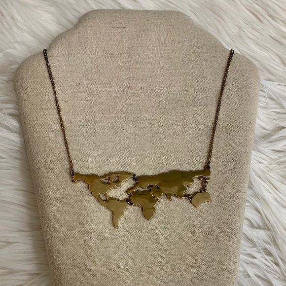 Gold World Map Necklace - Picture 2 of 3